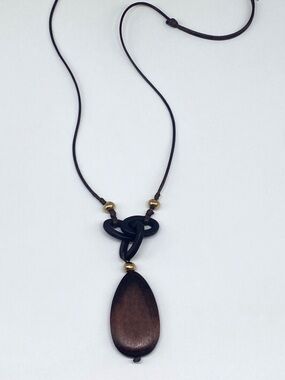 J. Jill Boho Wooden Teardrop Statement Necklace - Earthy Brown